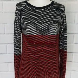Lisa Todd Sweater Black Red Sparkles Sz Small